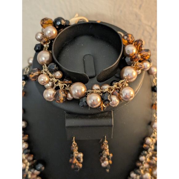 Talbot's 3-Piece Multi-Color Faux Pearl Bauble Necklace Bracelet & Earring Set - Picture 3 of 8